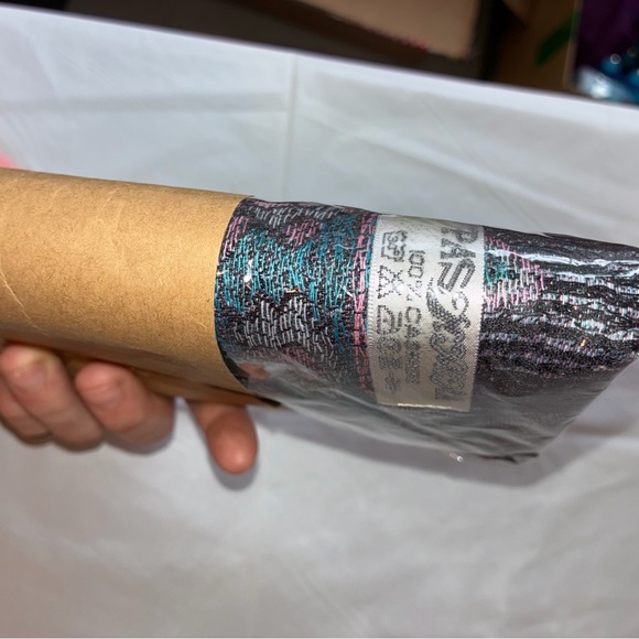 Thailand Silk & Cashmere Scarf - Black with Teal & Pink Paisley - Picture 2 of 5